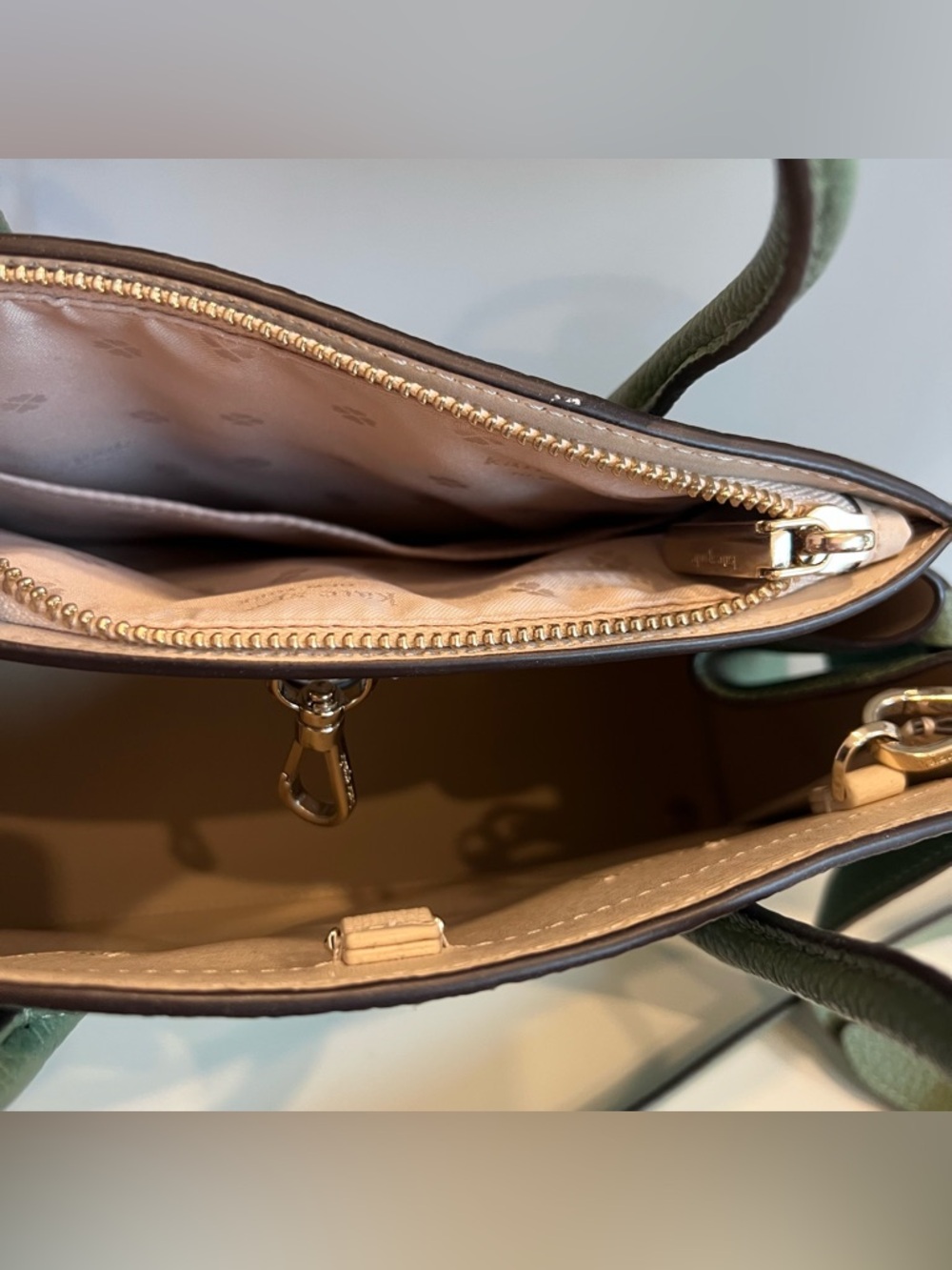 kate spade Knott Small Satchel Sage Green Pebbled Leather Crossbody - Picture 9 of 13